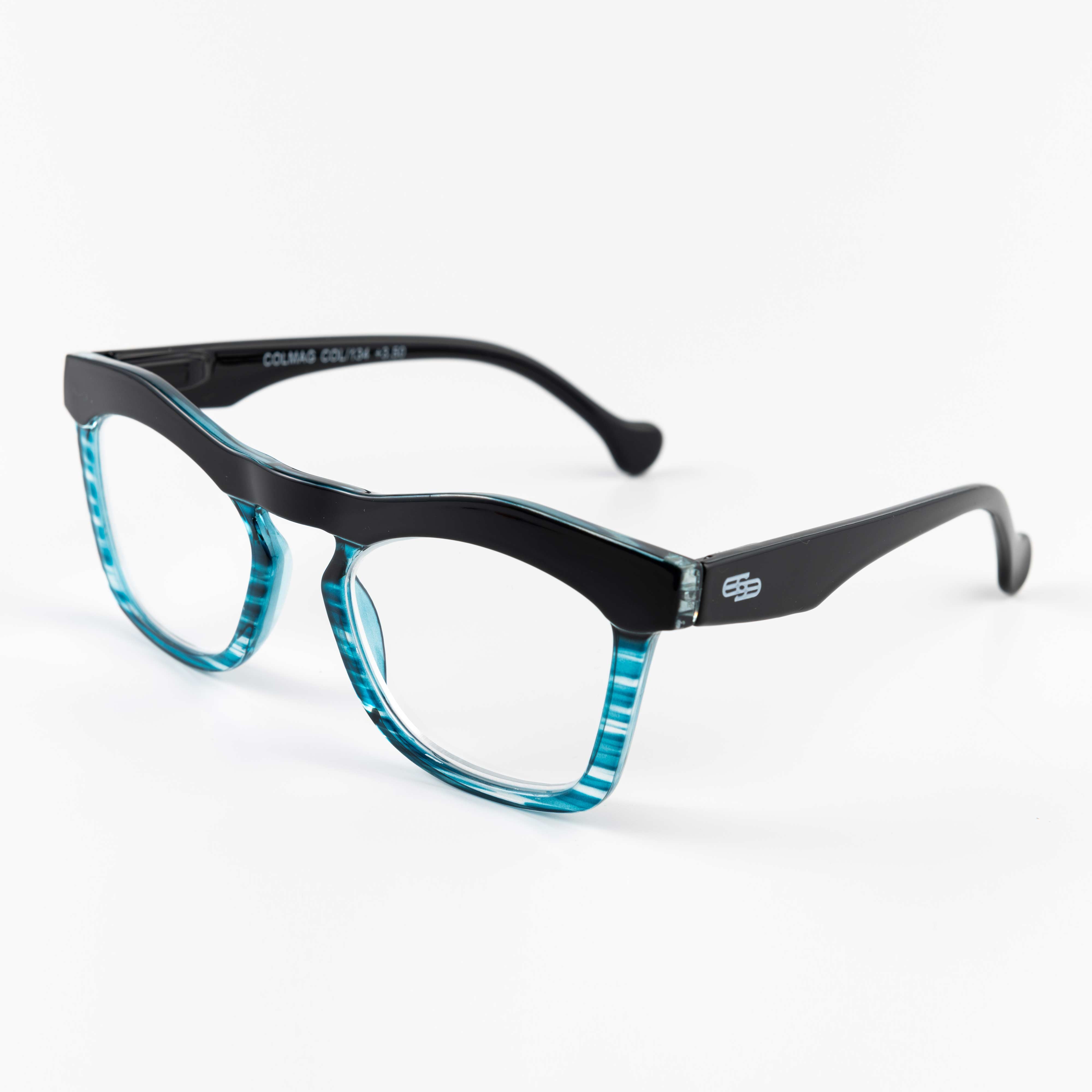 Blue tortoiseshell square reading glasses