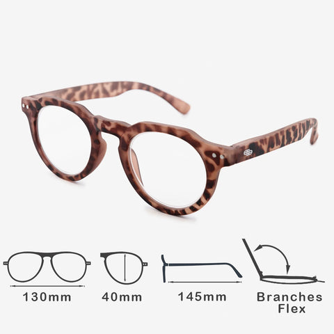 Leopard Print Round Reading Glasses