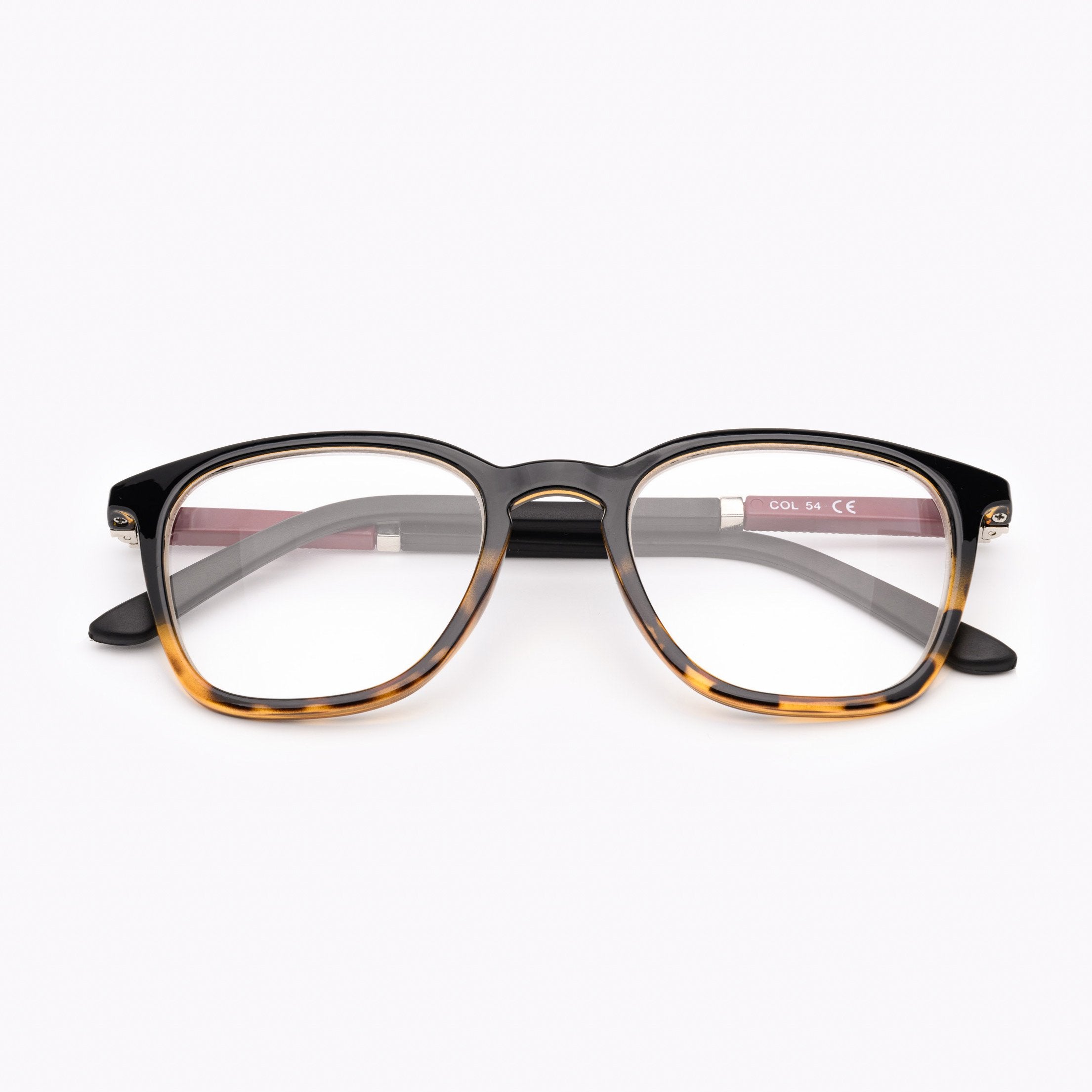 Wayfarer reading glasses scale pattern red temples