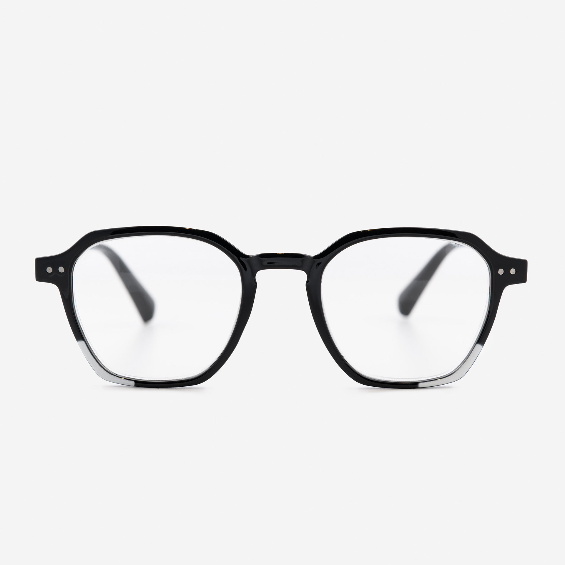 Black and White Hexagonal Reading Glasses