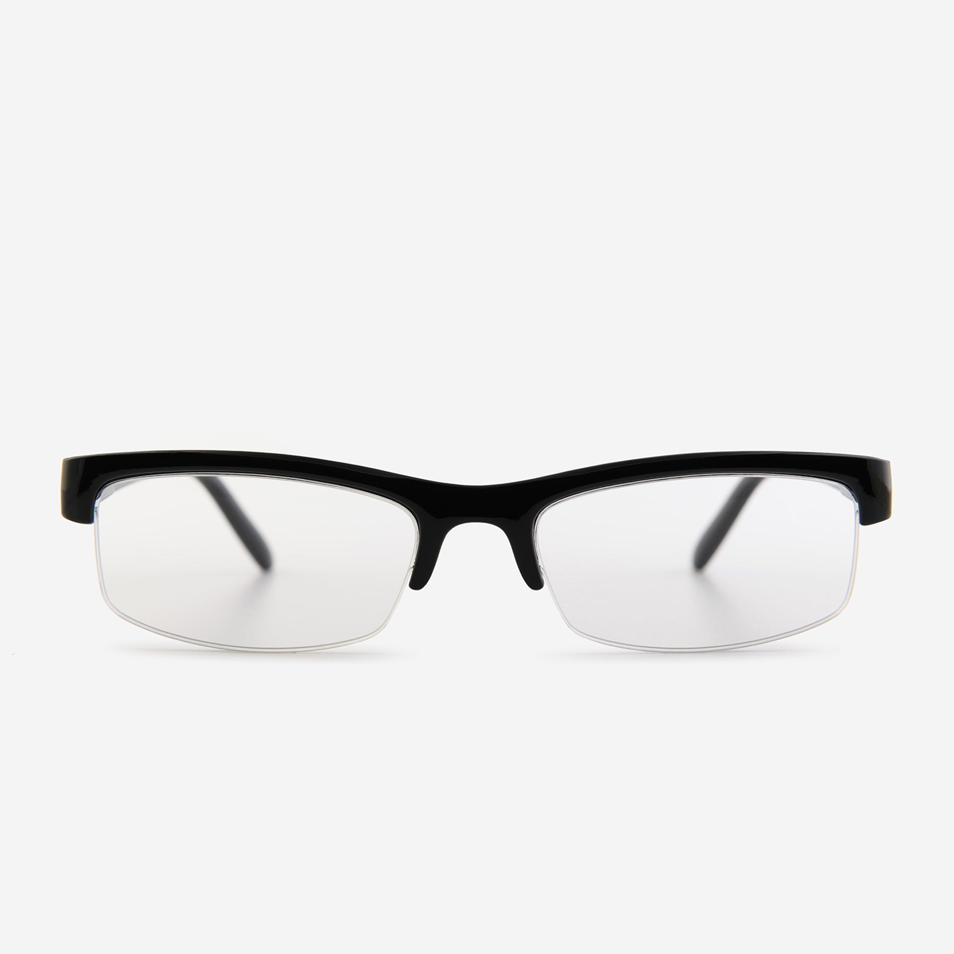 Black half-rim reading glasses