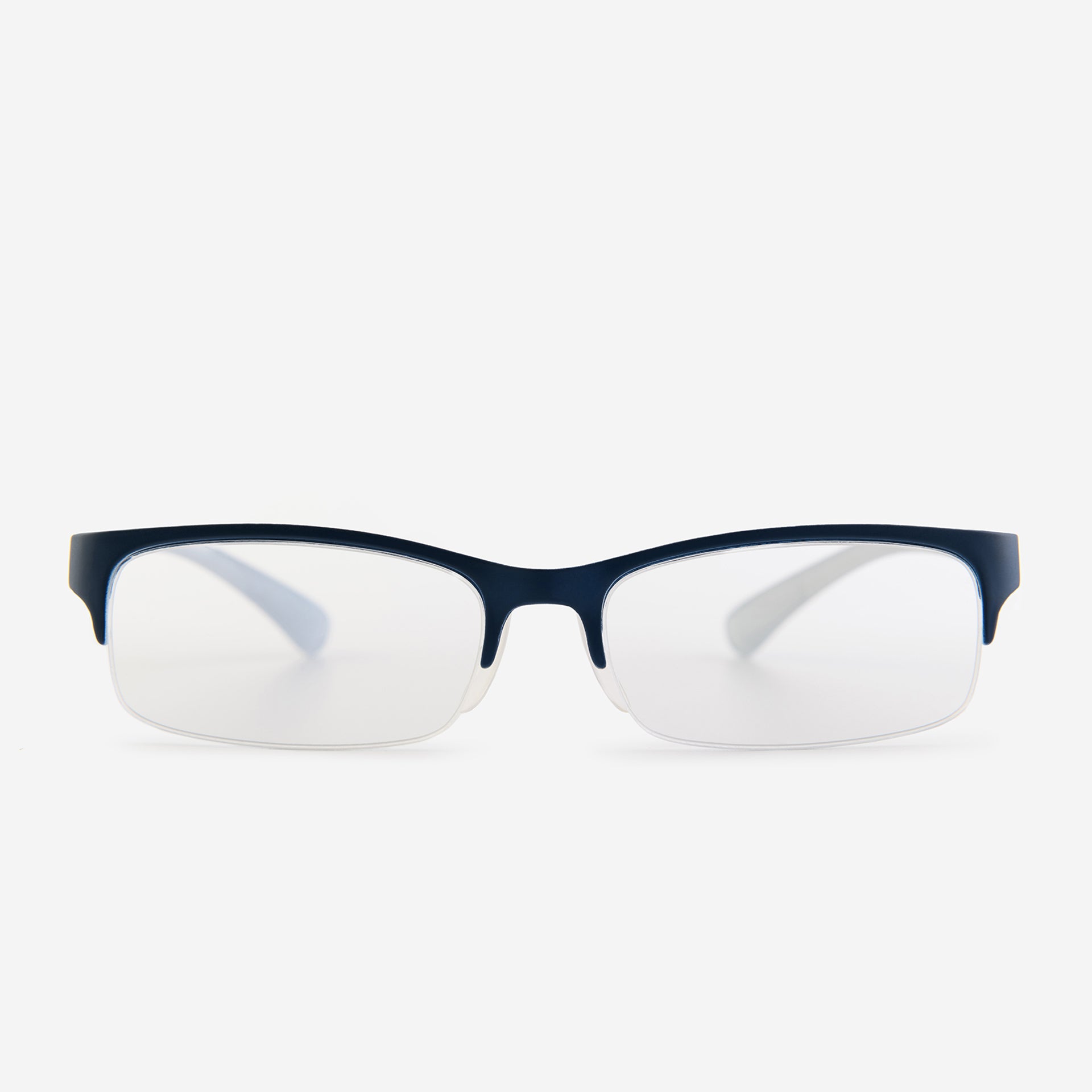 Blue half-rim reading glasses