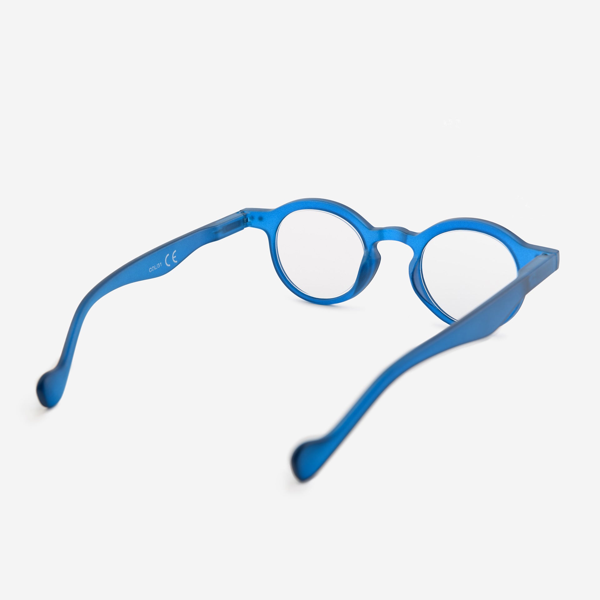 Blue round reading glasses