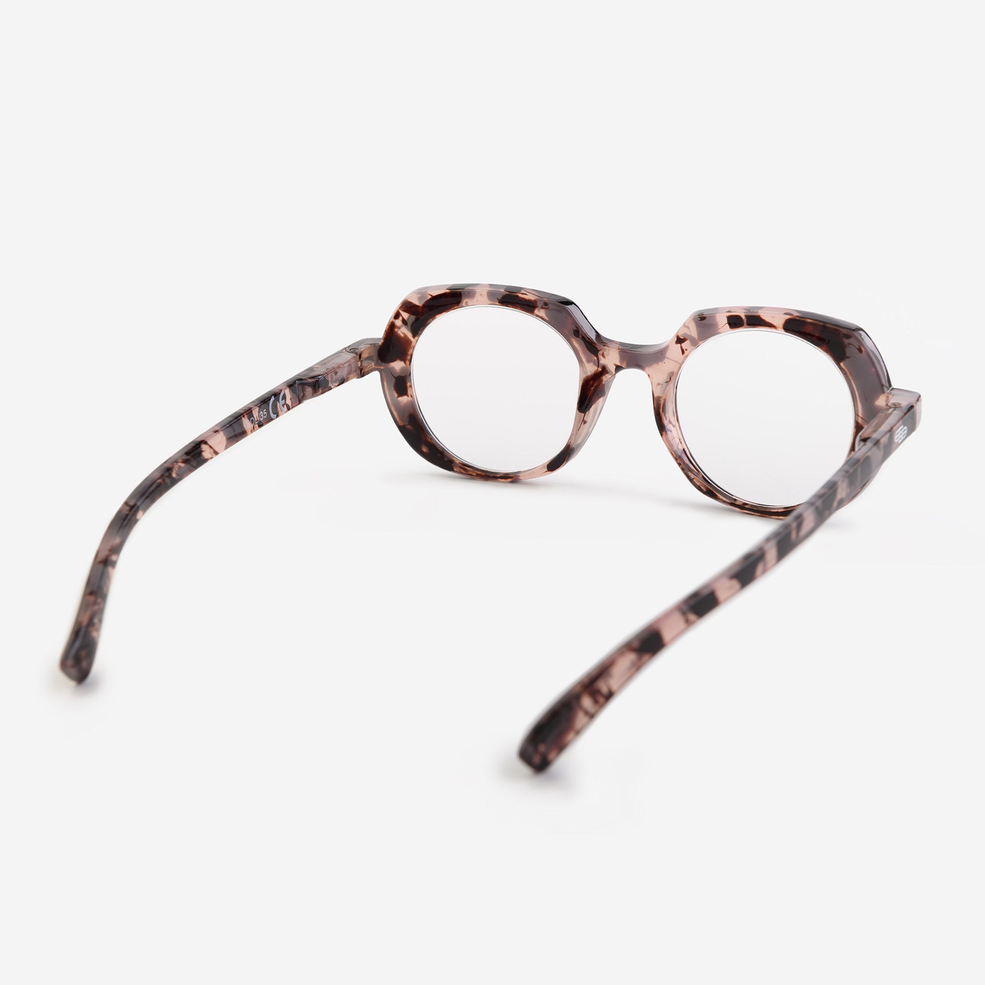 Round reading glasses - pink tortoiseshell pattern