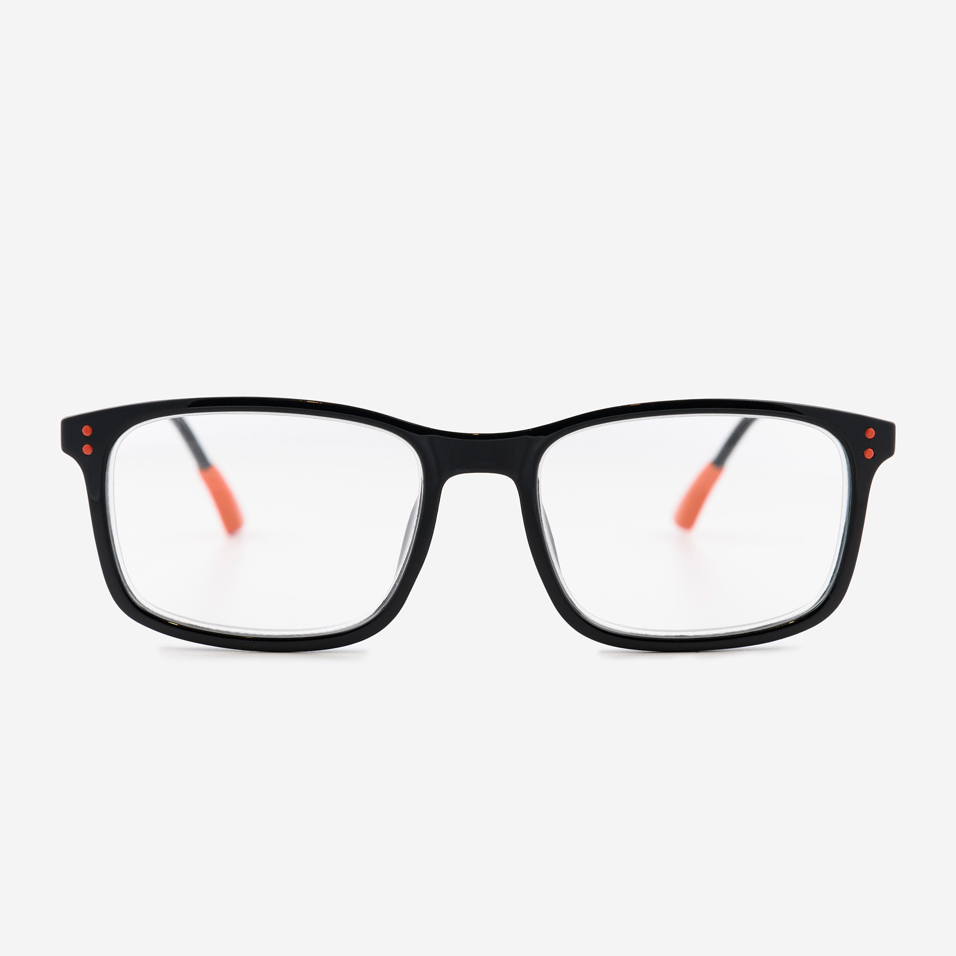 Black and orange square reading glasses